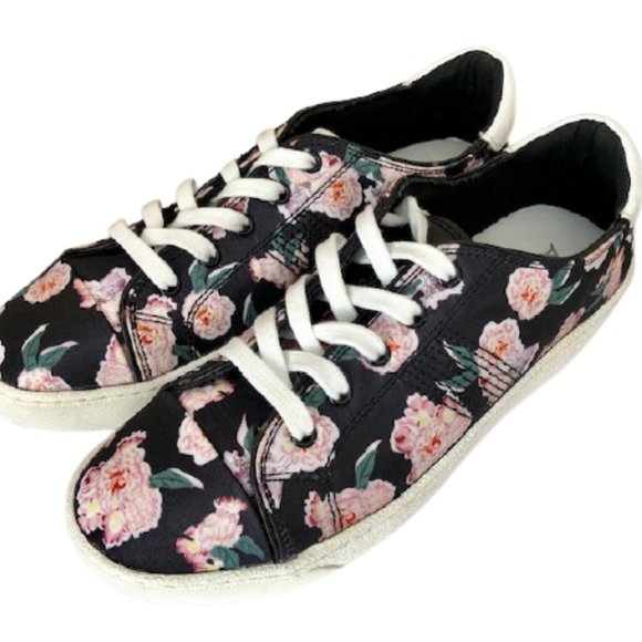 ALDO Canvas Sneakers - Black with Pink Roses - 8.5 - Picture 5 of 11